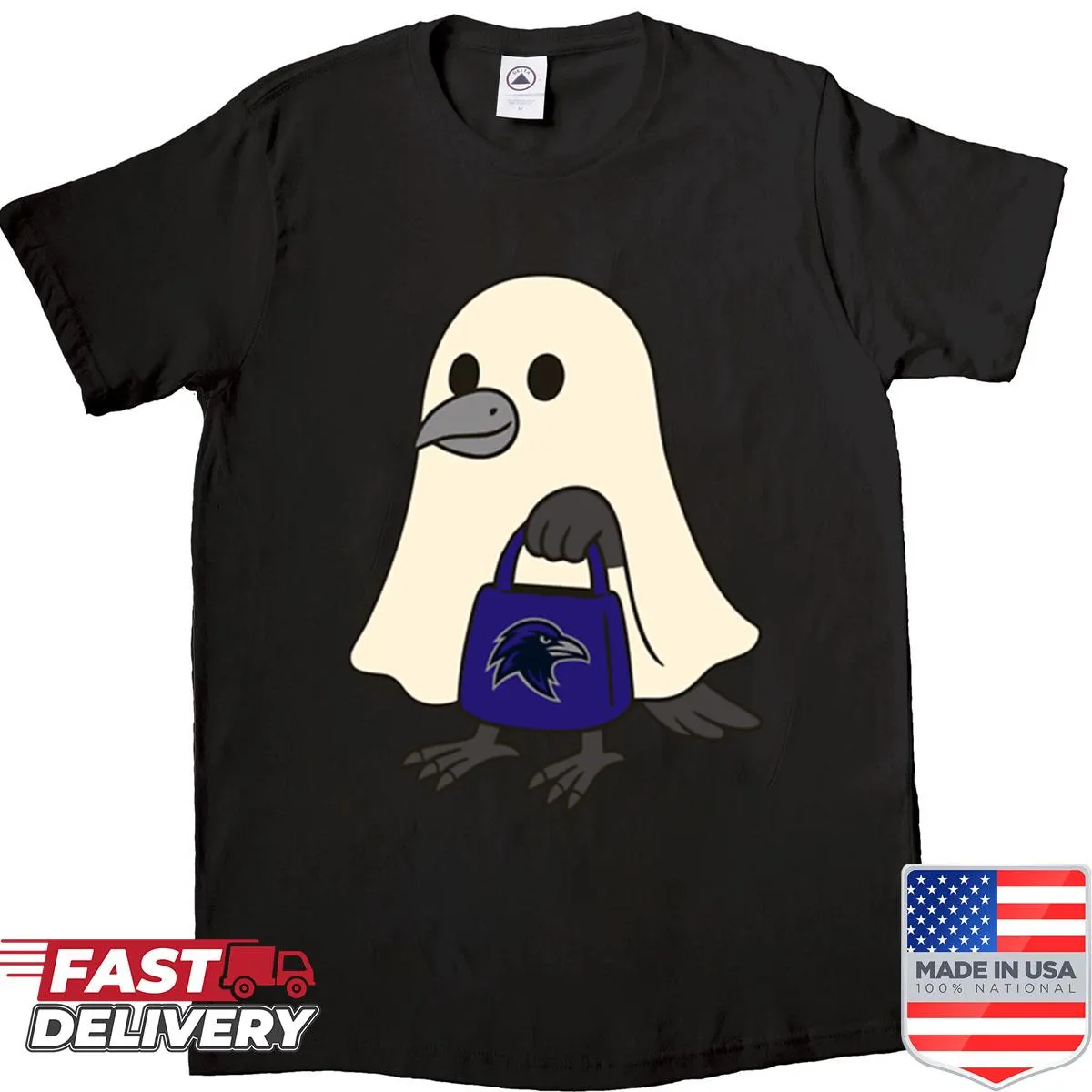 Baltimore Ravens shirt featuring a spooky ghost design