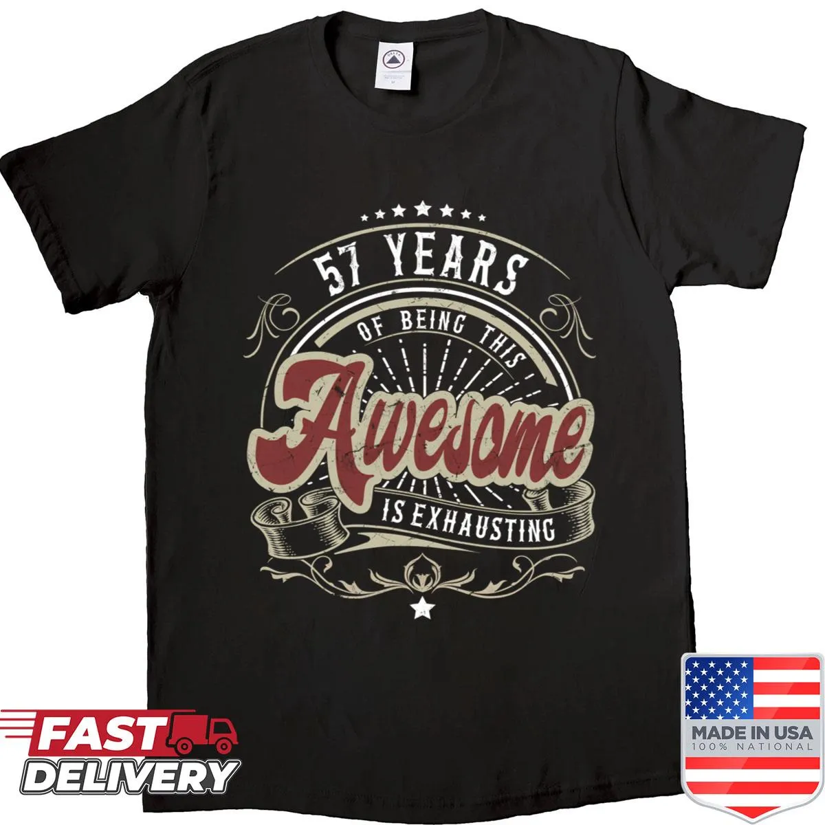 Vintage shirt celebrating 57 years of being awesome