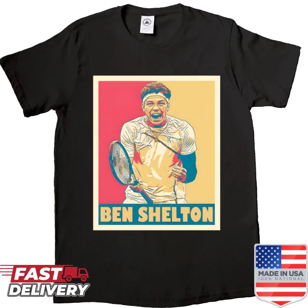 Artistic graphic T-shirt featuring Ben Shelton in action