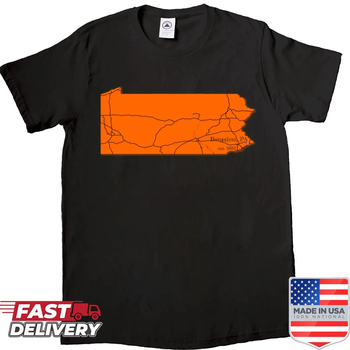 Shirt representing Bensalem, PA with bold text