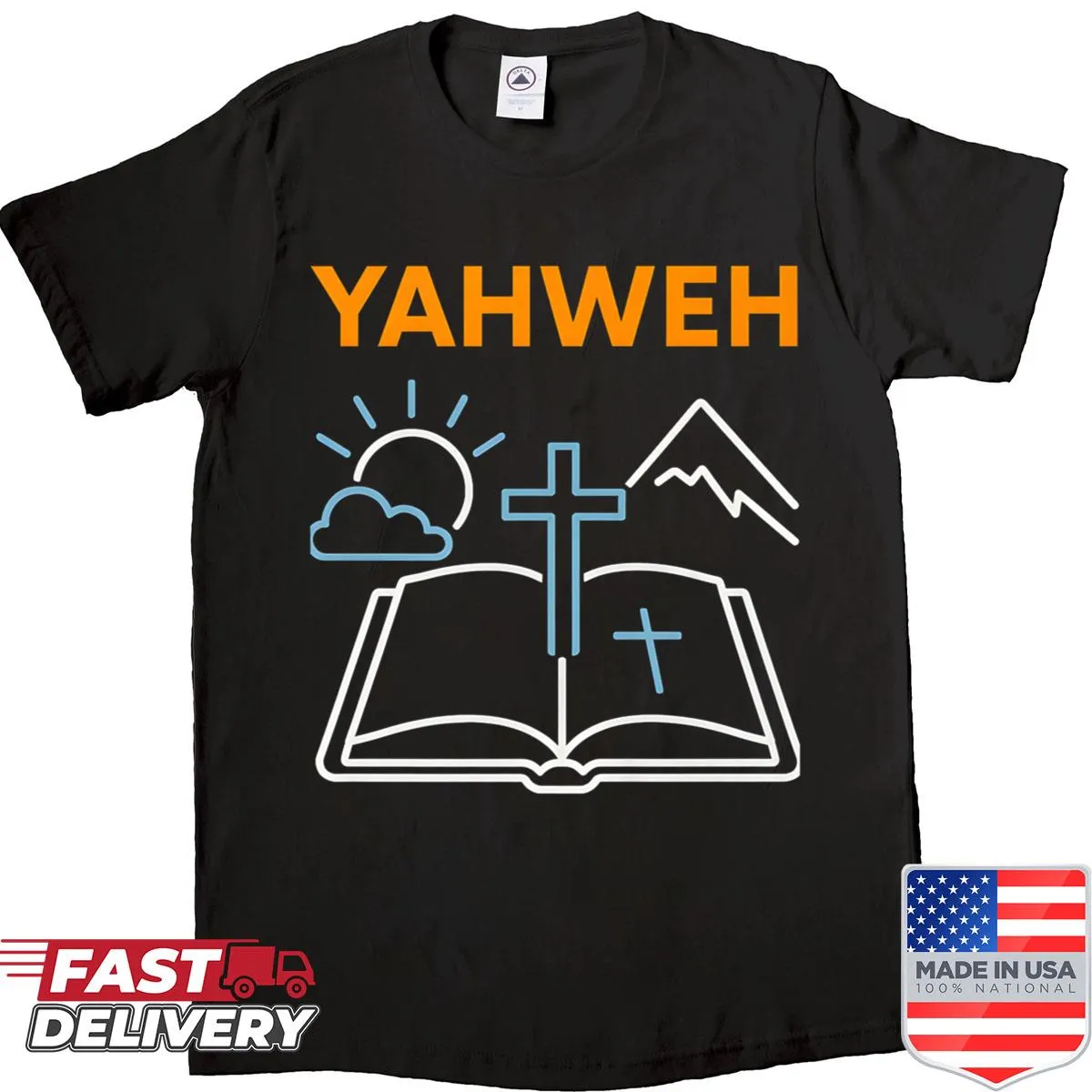 Vintage-style shirt featuring a Bible verse about Yahweh