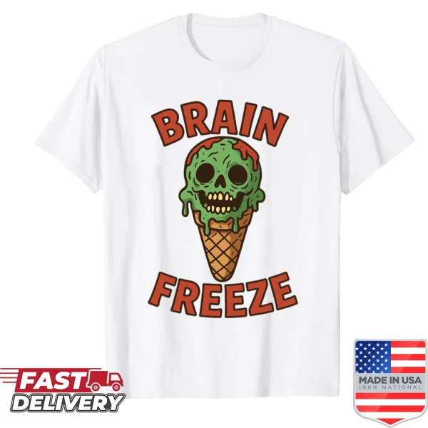 Cartoon zombie with an ice cream cone graphic