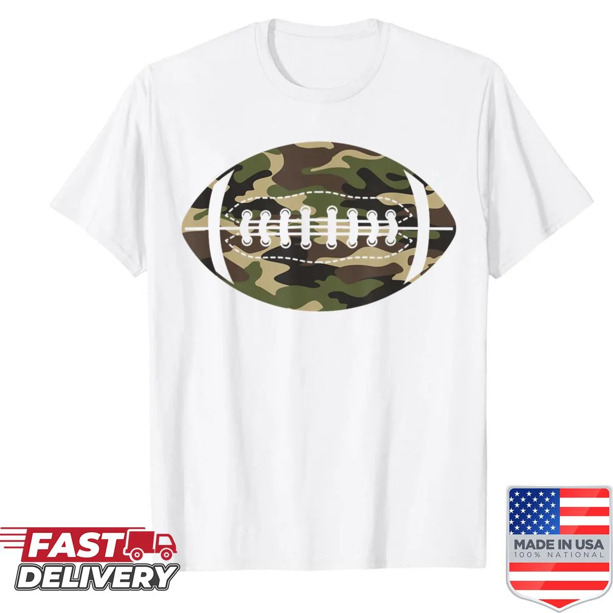 Camouflage-design shirt themed for football enthusiasts