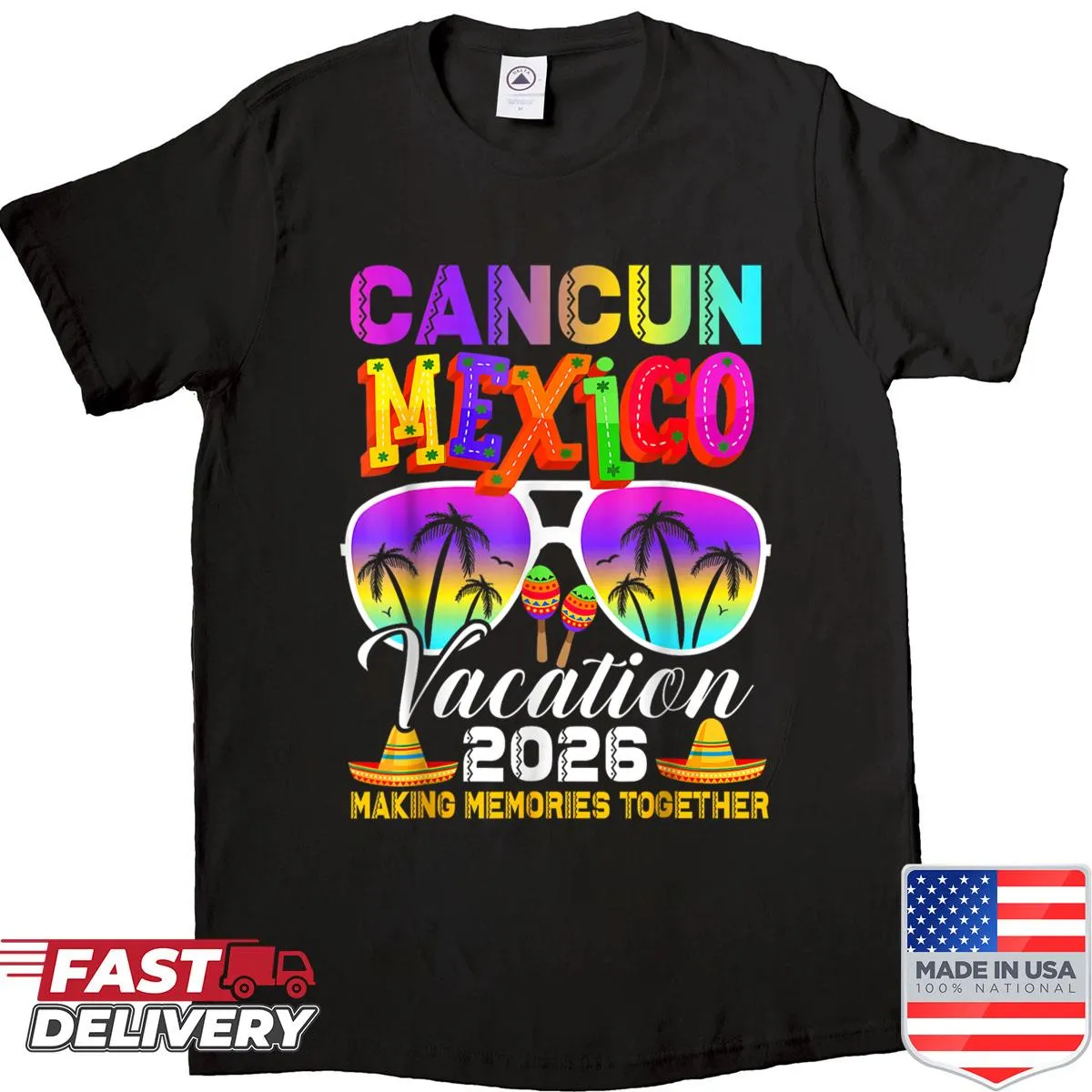 Illustration celebrating Cancun vacation trip with a group