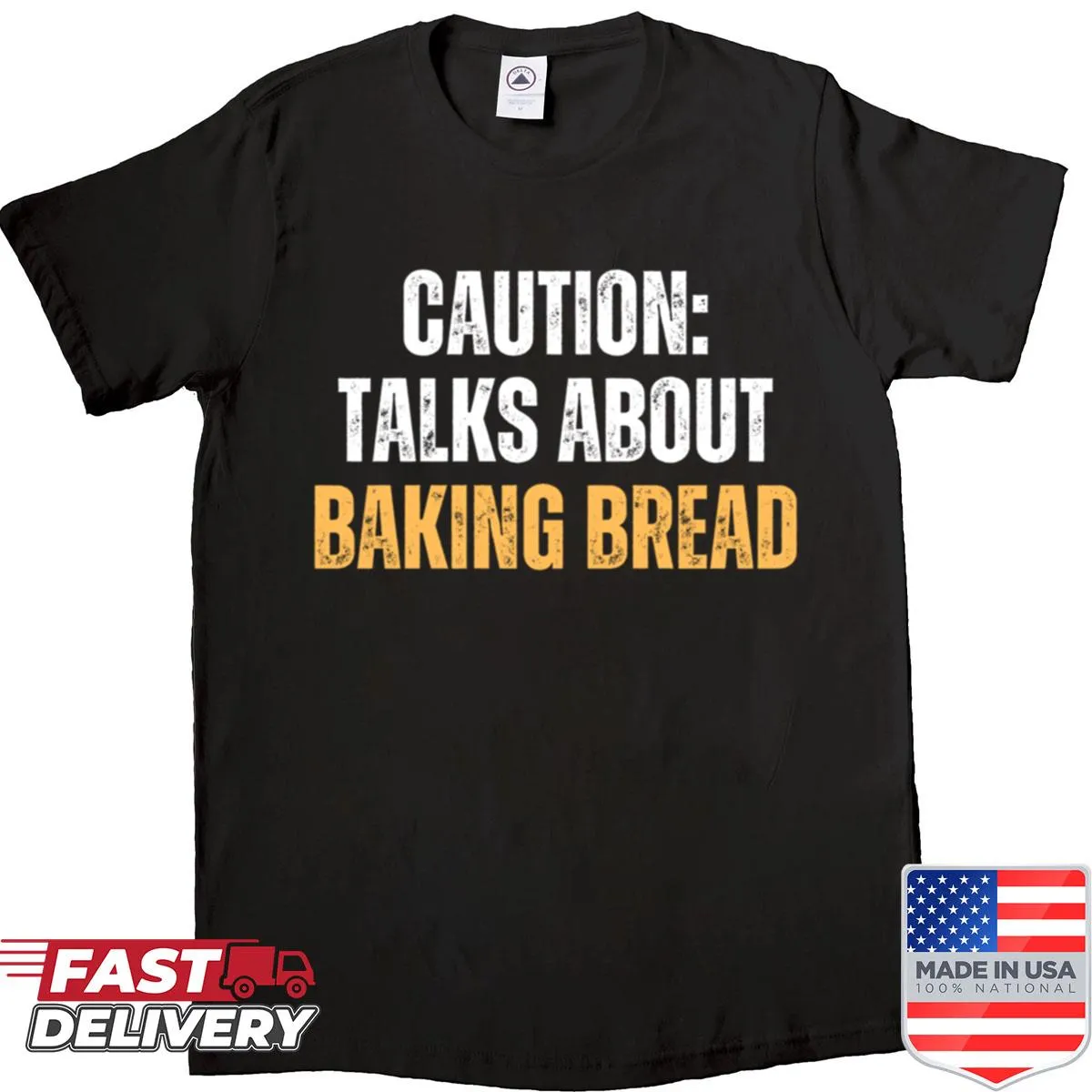Vintage distressed shirt with humorous baking bread text