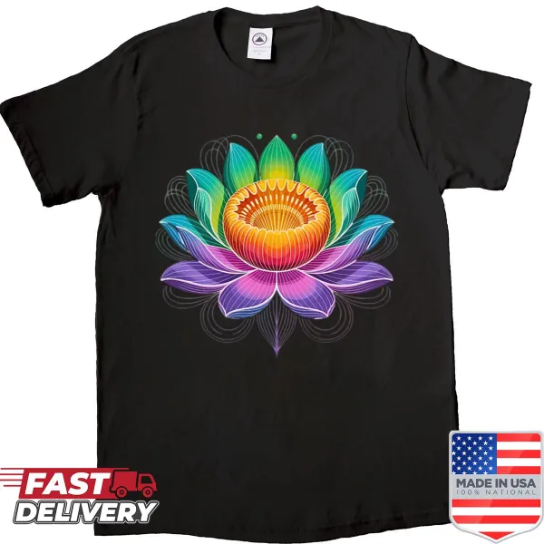Illustration of a chakra lotus symbolizing divine energy on a shirt