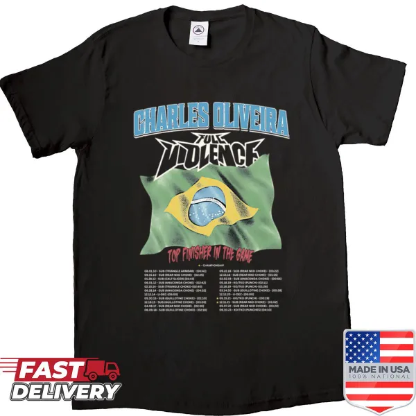 Tribute shirt for Charles Oliveira with finisher statement
