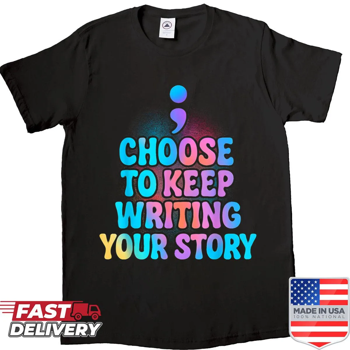 Groovy shirt with an inspirational message about writing your story.