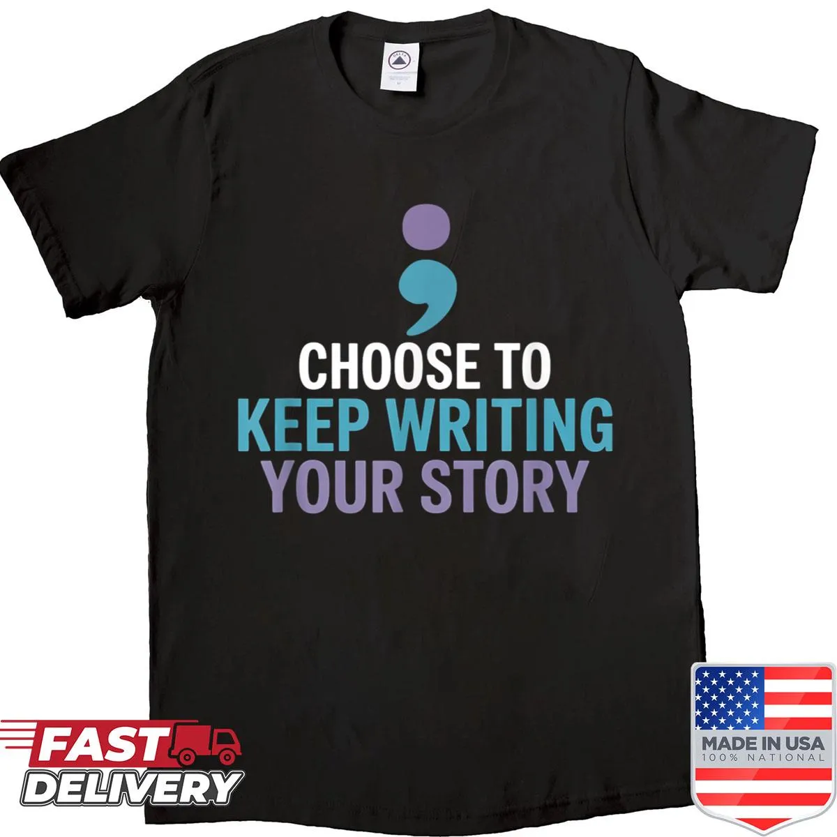 Inspirational shirt with the phrase about writing your story.