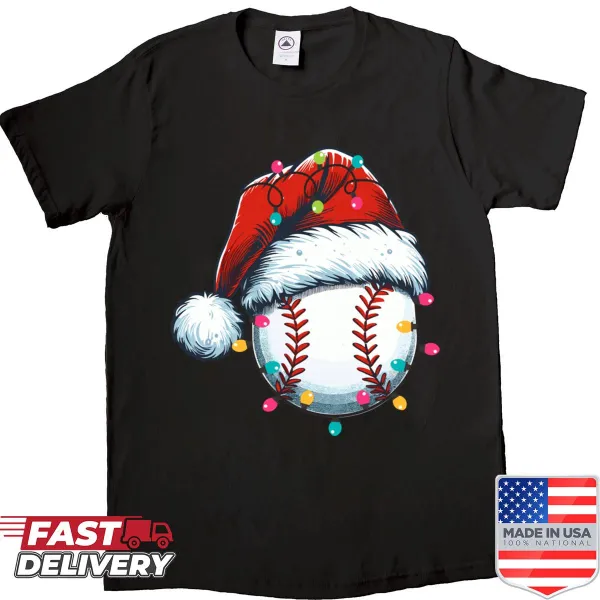 Funny Christmas-themed baseball illustration on a shirt