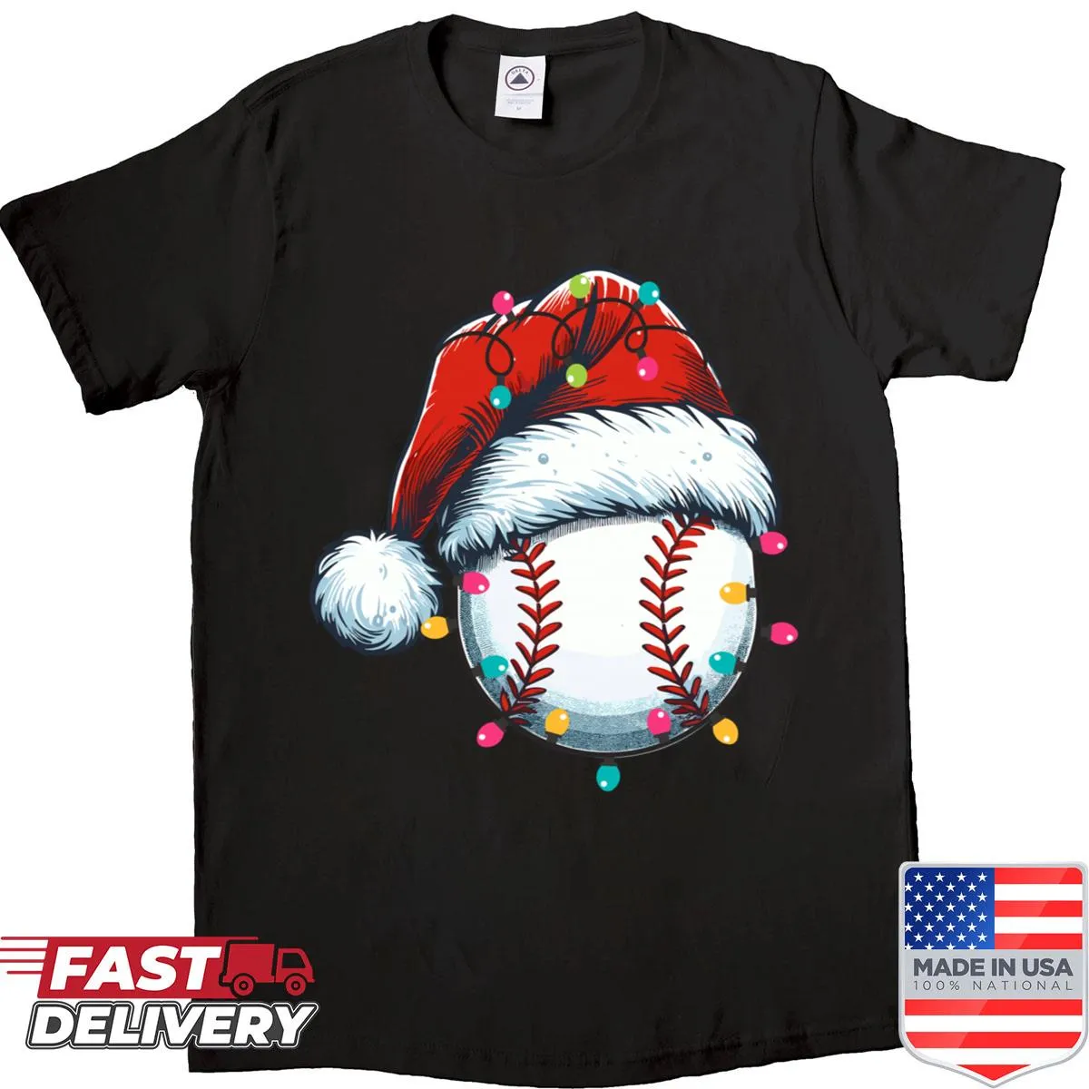 Funny Christmas-themed baseball illustration on a shirt