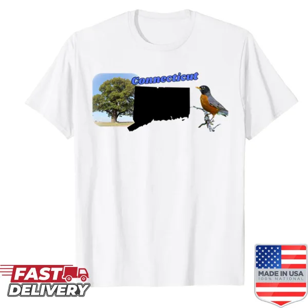 Illustration of the state of Connecticut on a t-shirt
