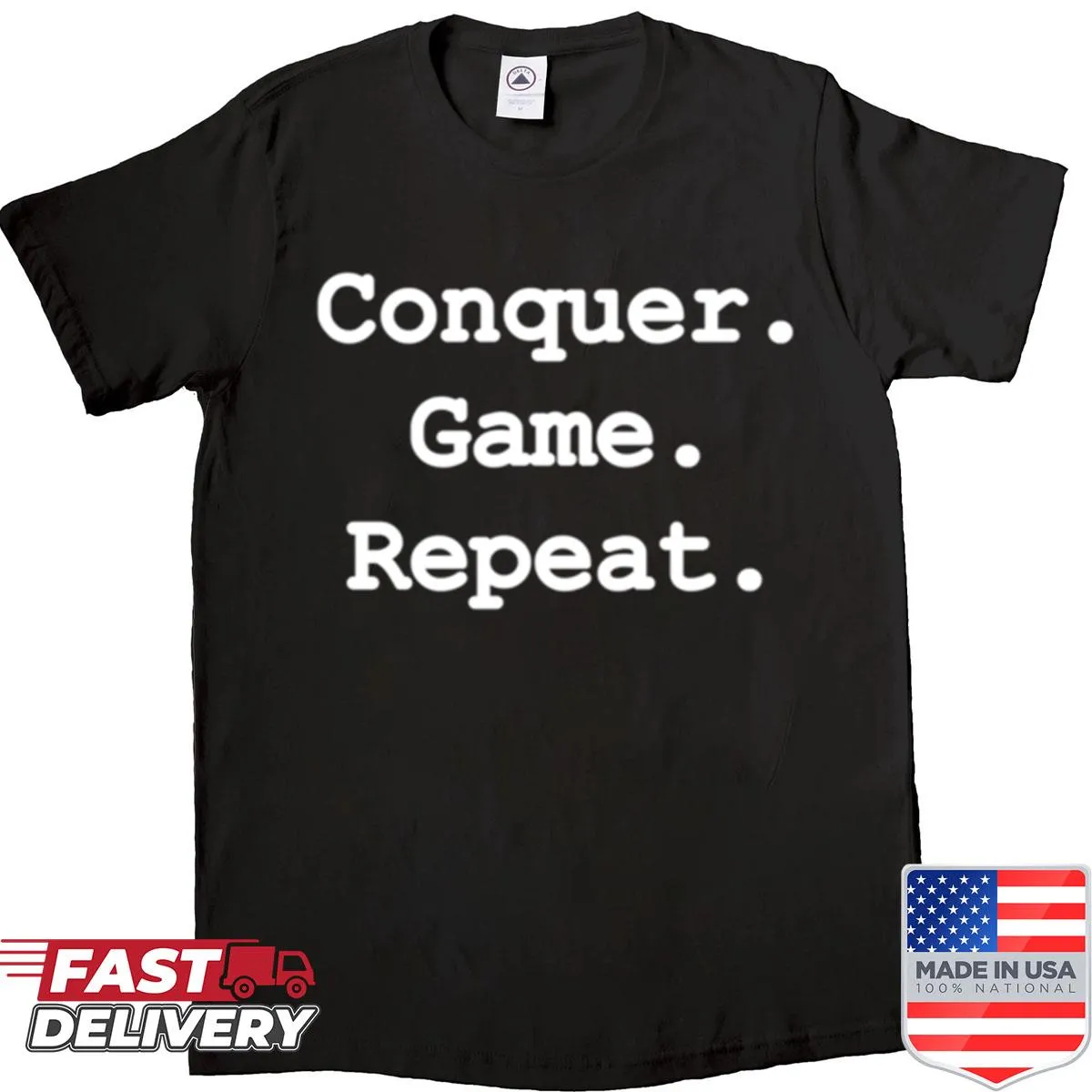 Bold typography on a gaming mantra T-shirt for gamers