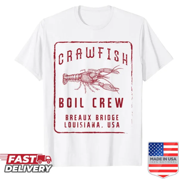Crawfish Boil Crew shirt featuring lively seafood illustration