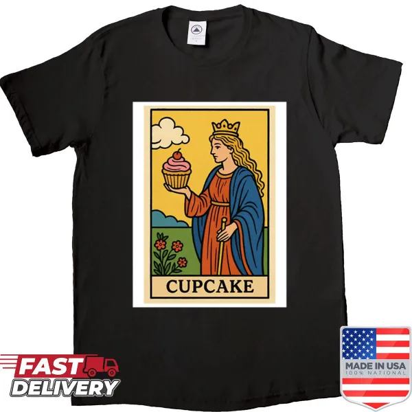 Funny birthday T-shirt with cupcake, pizza, and hamburger design