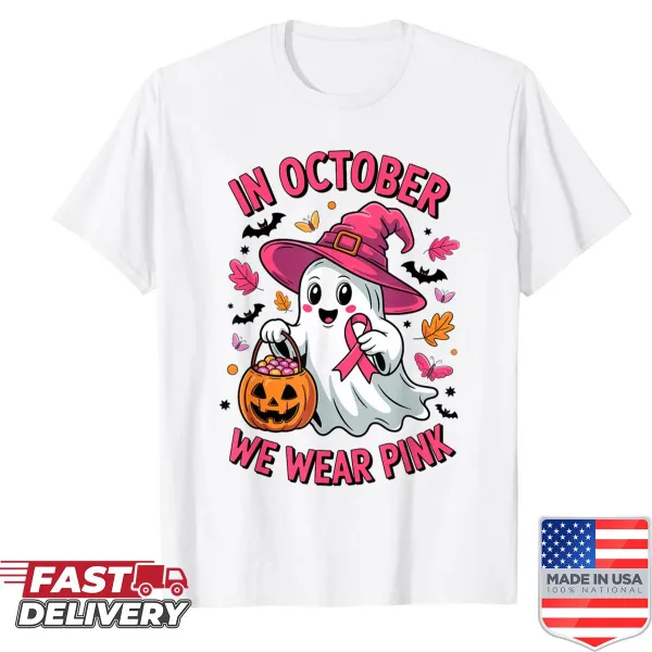 Cute ghost and pumpkin Halloween shirt with a supportive message