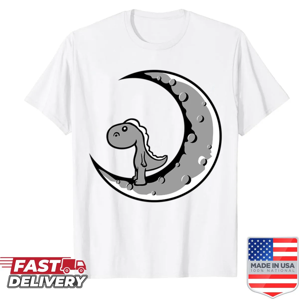 Cute dinosaur shirt with crescent moon design for kids