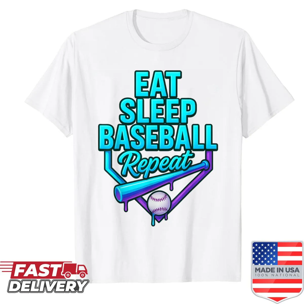 Funny baseball shirt with ice cream drip and humorous slogan