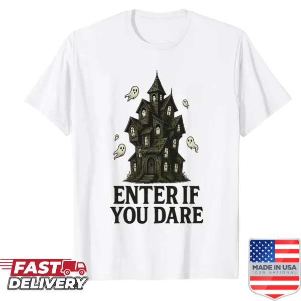 Eerie haunted house graphic shirt for Halloween lovers