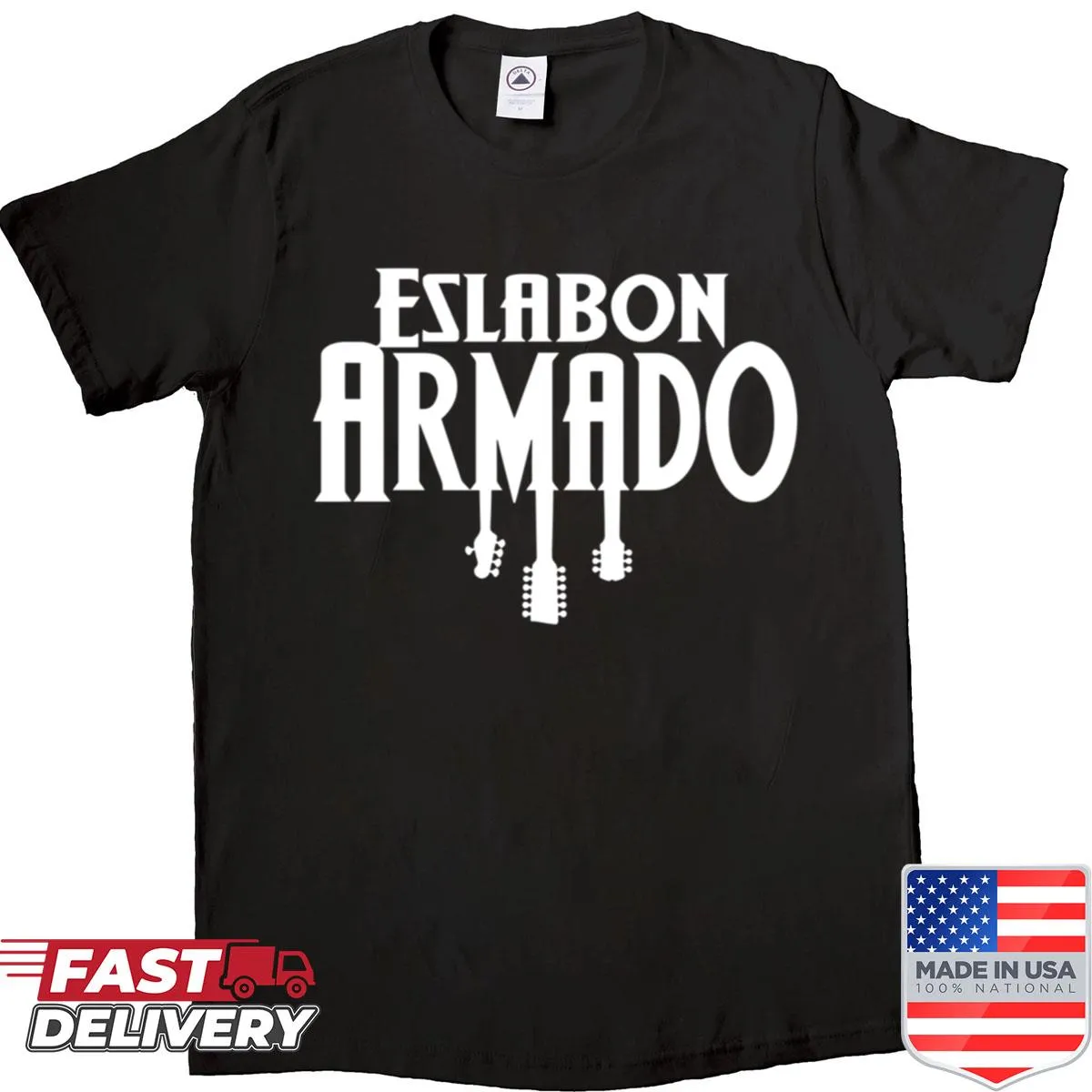 Stylish T-shirt honoring Eslabon Armado with bold typography