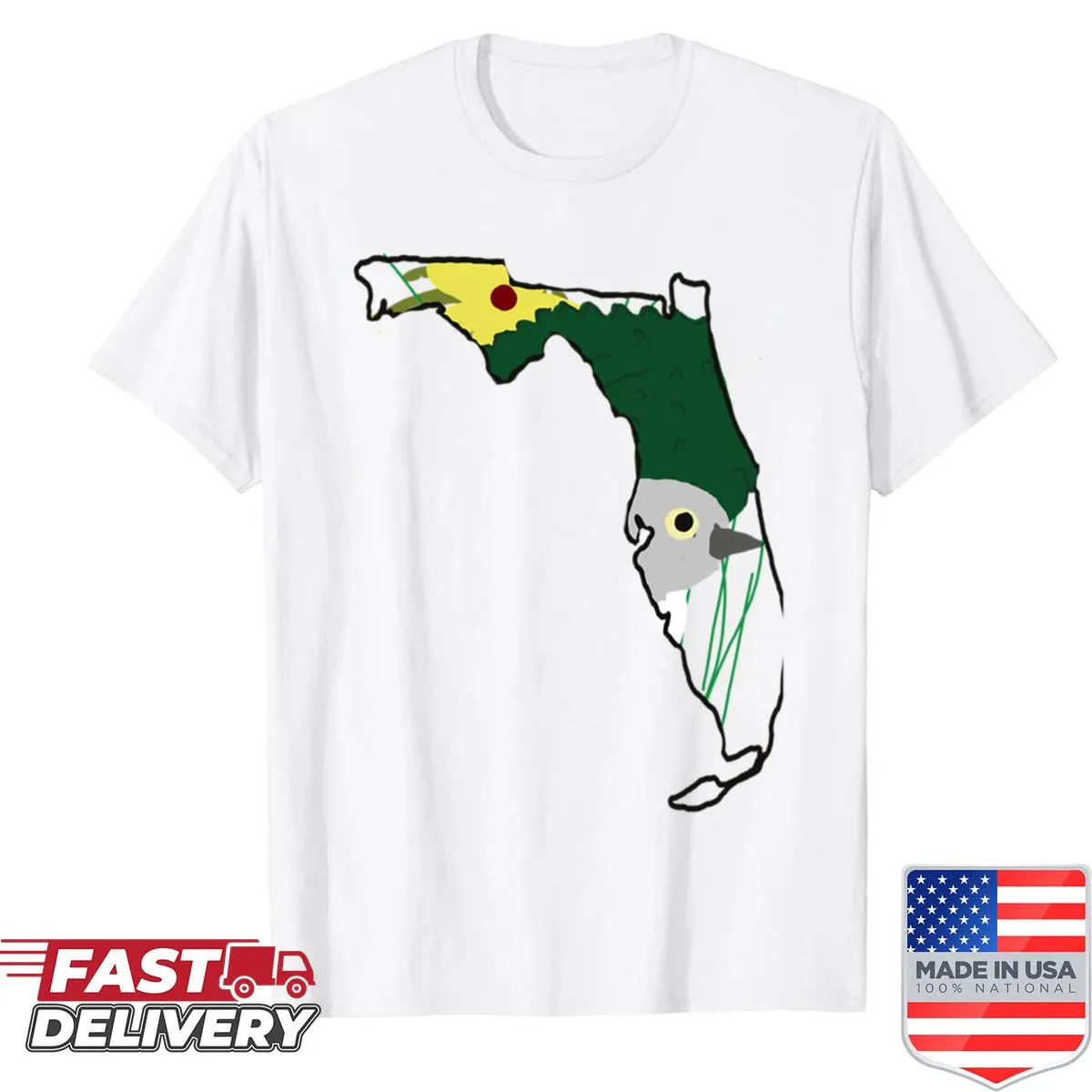 Florida-themed shirt featuring playful inline design