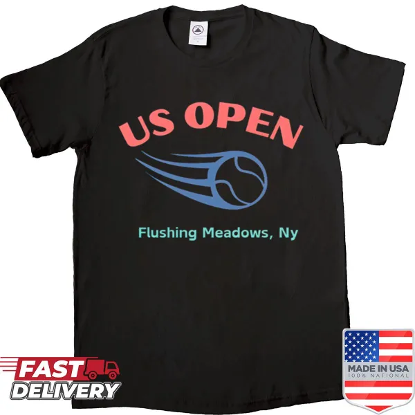 Sporty shirt with Flushing Meadows tennis ball design.