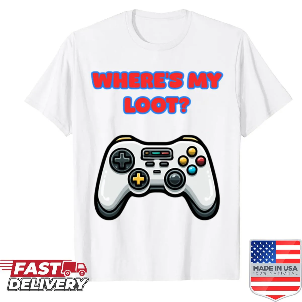 Gaming shirt with humorous treasure quest design