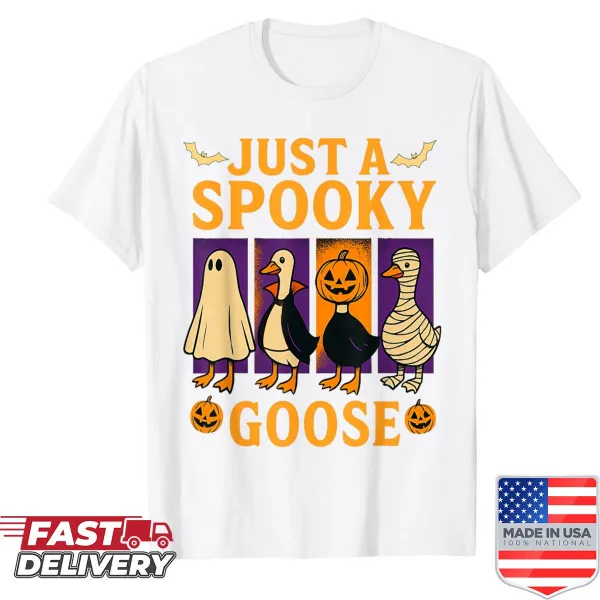 Cartoon spooky goose design for Halloween on a funny shirt