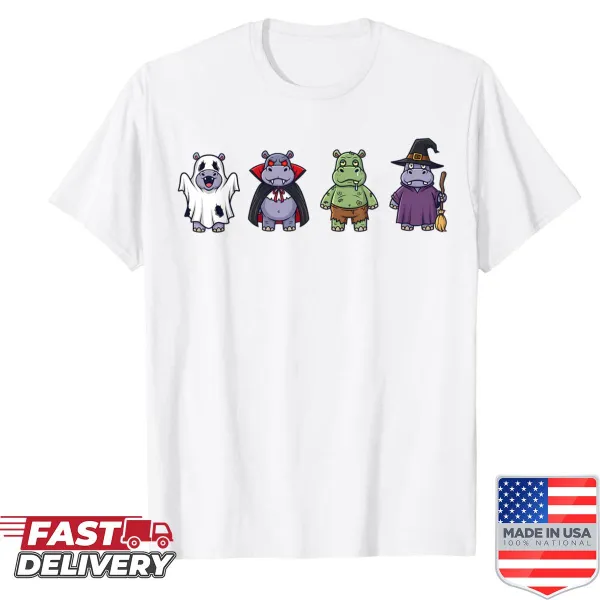 Hilarious hippo ghost witch zombie shirt for kids