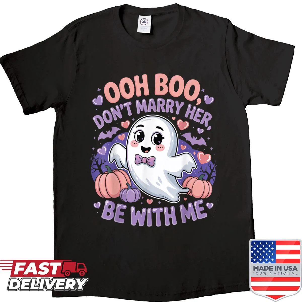 Couple Halloween shirt with 'Ooh Boo!' ghost design