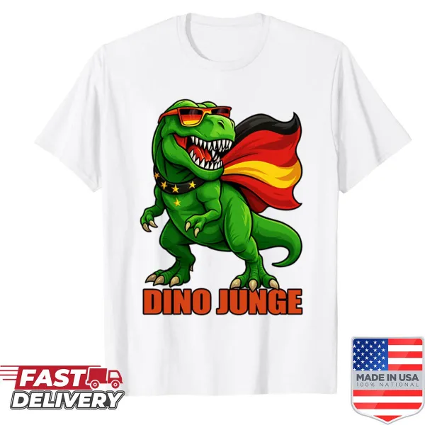 Cartoon T-Rex dinosaur with Germany flag for kids