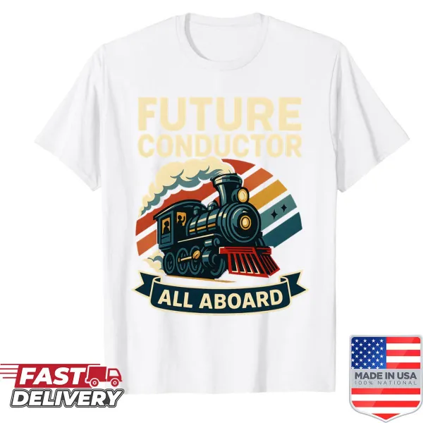 Kids shirt with steam train conductor design
