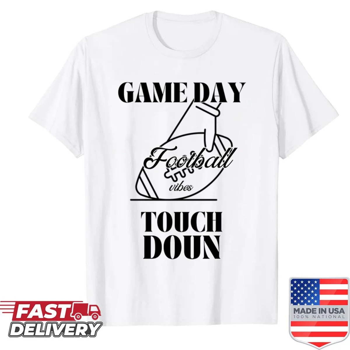 Football vibes shirt with dynamic game day design.
