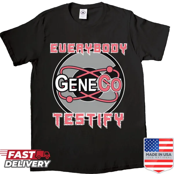 Retro vintage logo shirt with 'Everybody Testify' text