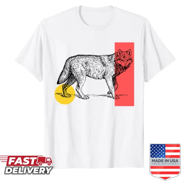 Geometric wolf illustration shirt with unique design
