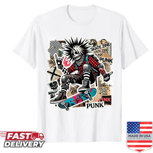 Cartoon ghost skater graphic on a shirt