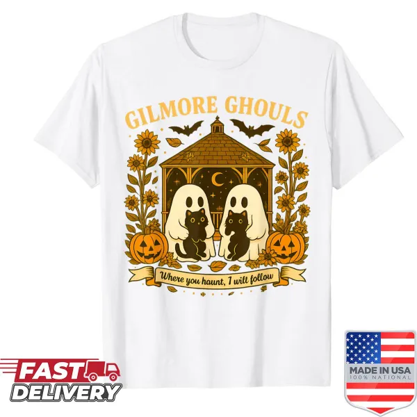 Halloween ghost shirt with phrase Where You Haunt I Will Follow