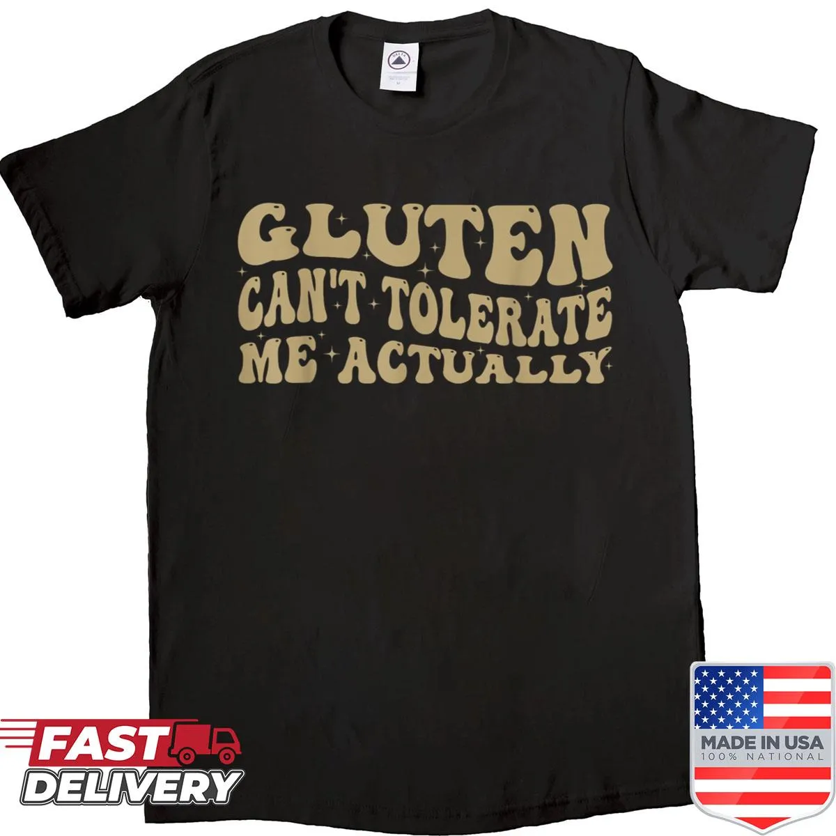 Funny shirt about gluten intolerance and food allergies.