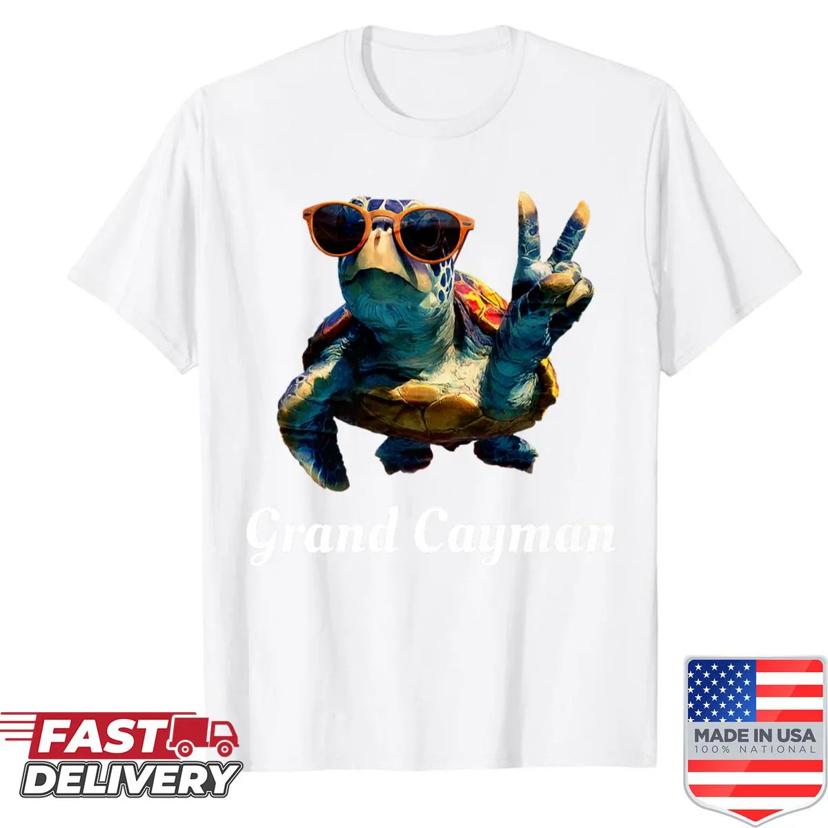 Illustrated shirt depicting Grand Cayman travel theme