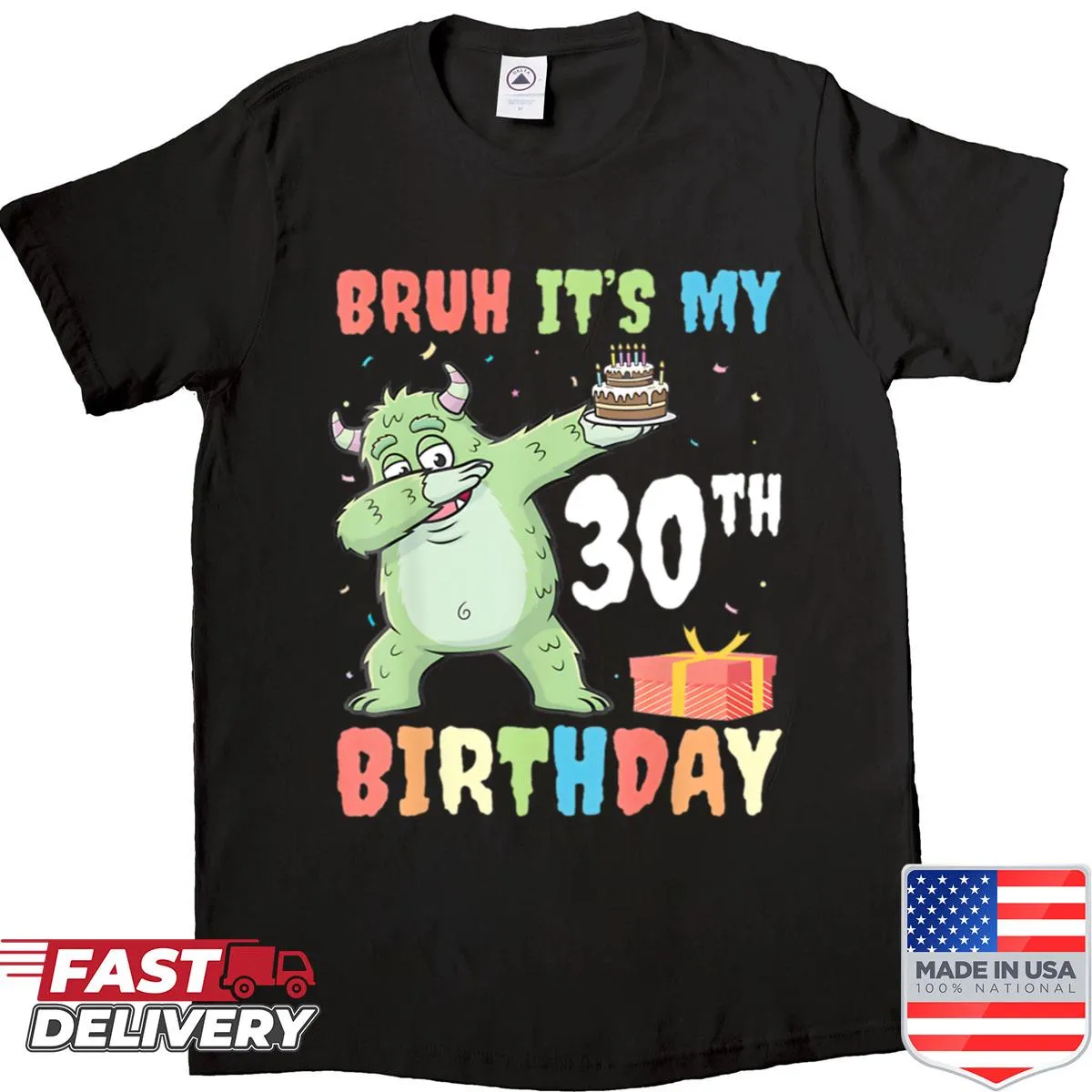 Green monster dabbing birthday celebration shirt
