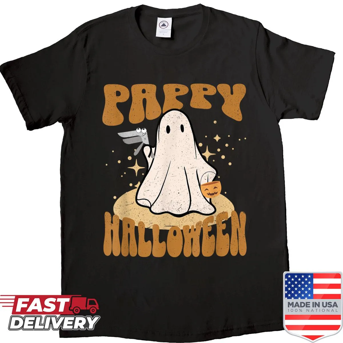 Humorous ghost design for Halloween on a shirt