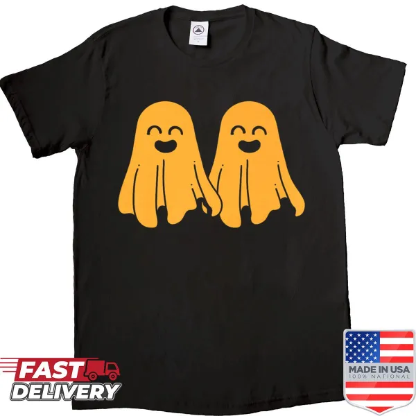 Cartoon ghost illustration for Halloween on premium shirt