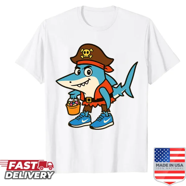Playful pirate themed Halloween shirt with whimsical illustration