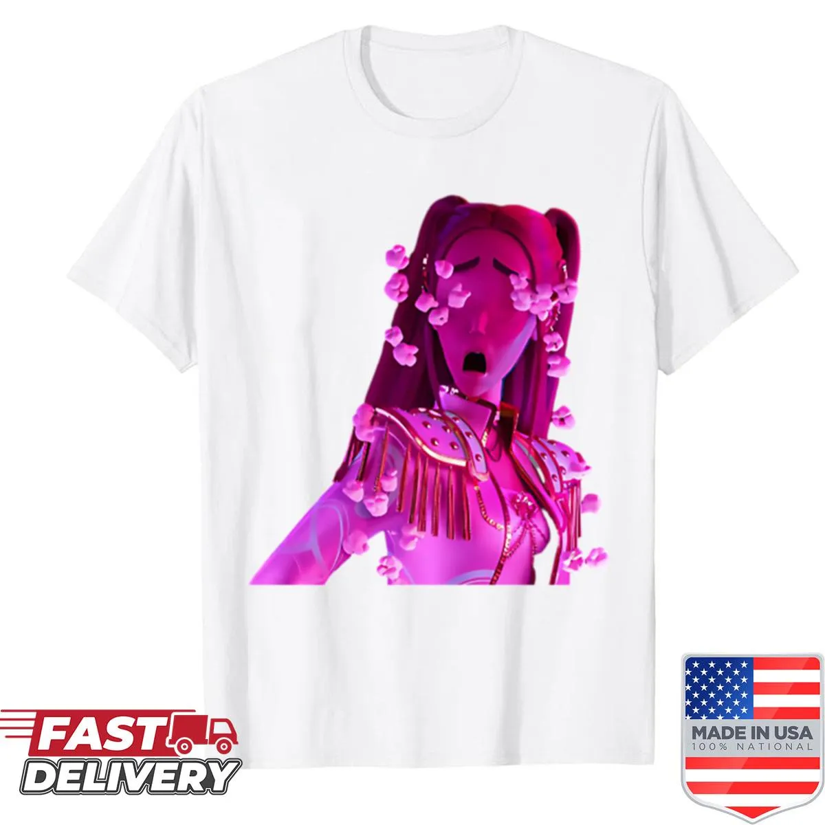 Kpop-themed T-shirt featuring characters from Demon Hunters enjoying popcorn