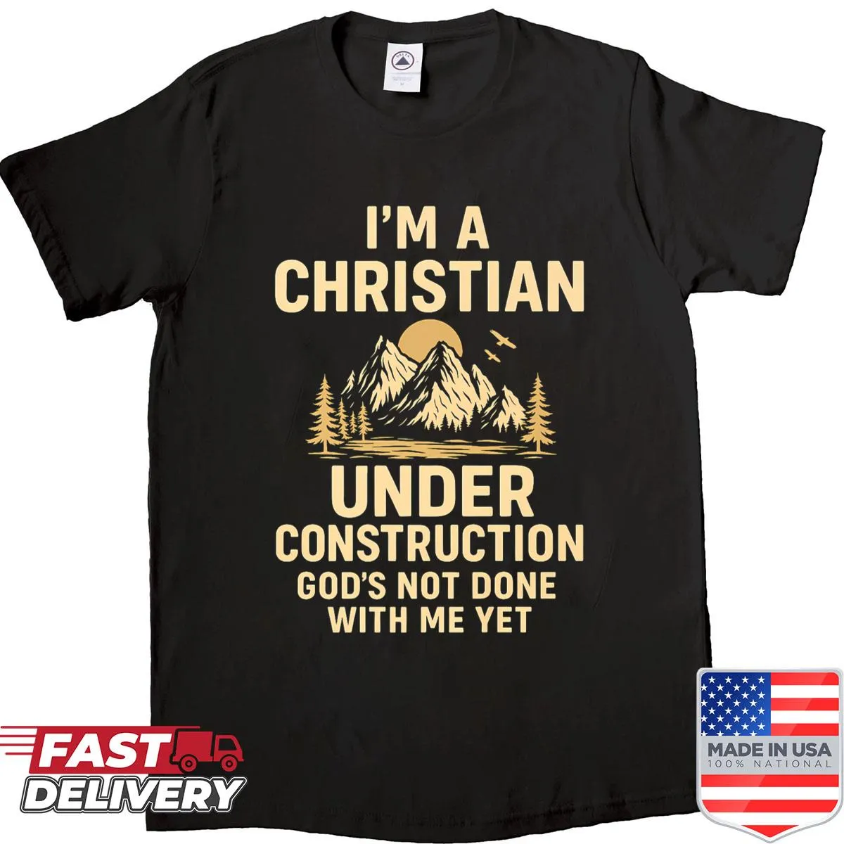Inspirational typography design related to faith on a shirt