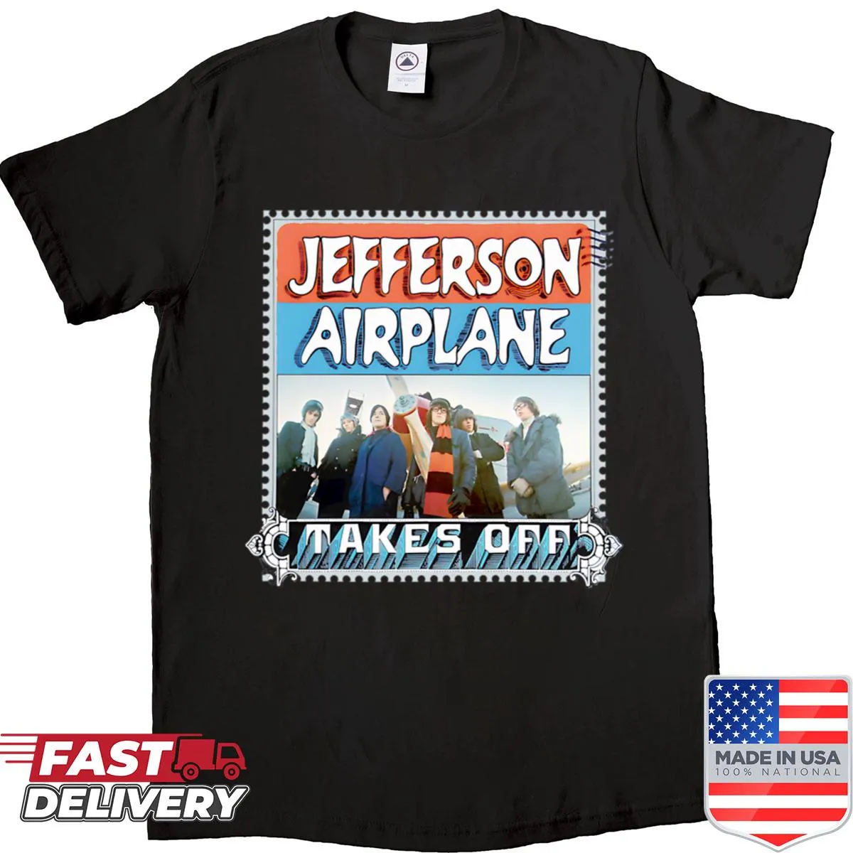 T-shirt featuring Jefferson Airplane 'Take Off' album art