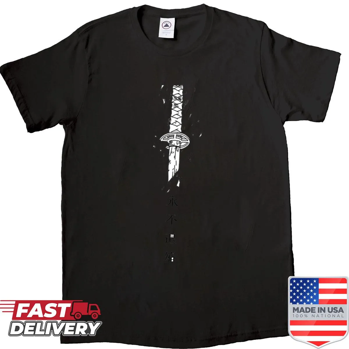 Katana spirit t-shirt with elegant calligraphy design