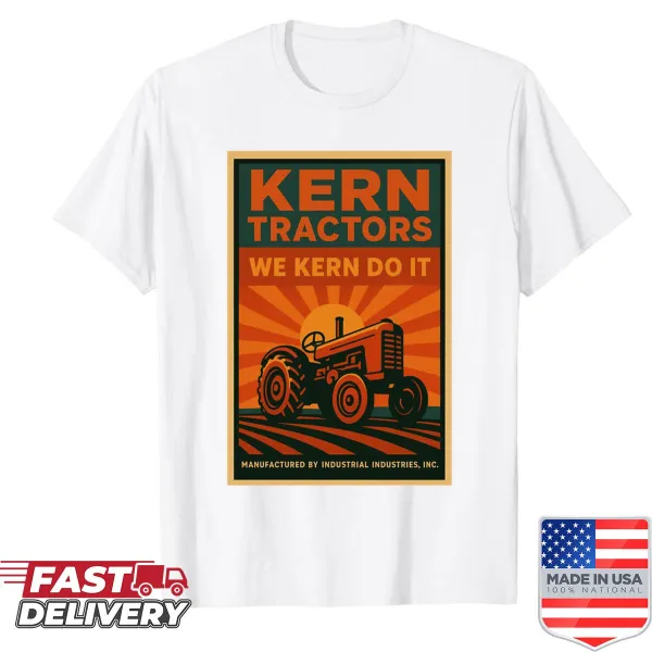 Vintage-style shirt featuring a tractor graphic and retro text