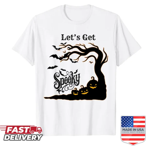 Halloween shirt with spooky pumpkins and flying bats design