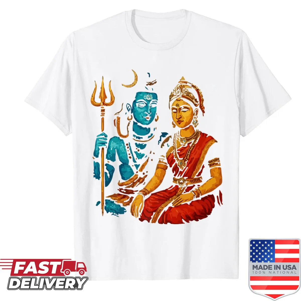 Shirt featuring Lord Shiva and Goddess Durga in intricate illustrations